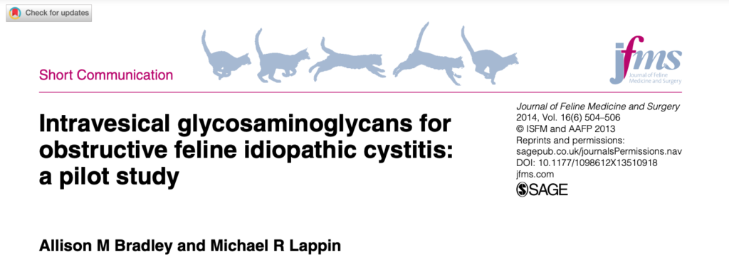JFMSのIntravesical glycosaminoglycans for obstructive feline idiopathic cystitis

